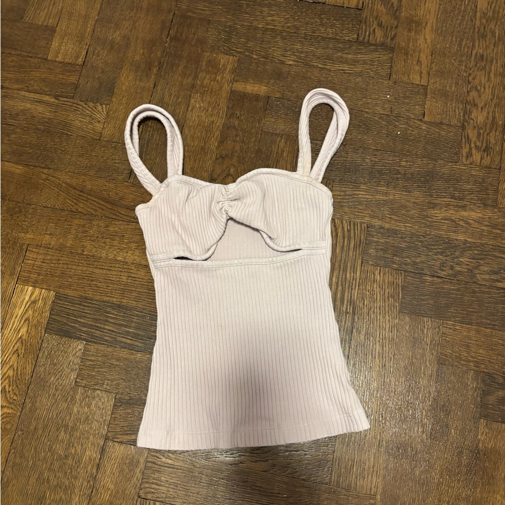 AGOLDE Purple ribbed tank with cut out xs